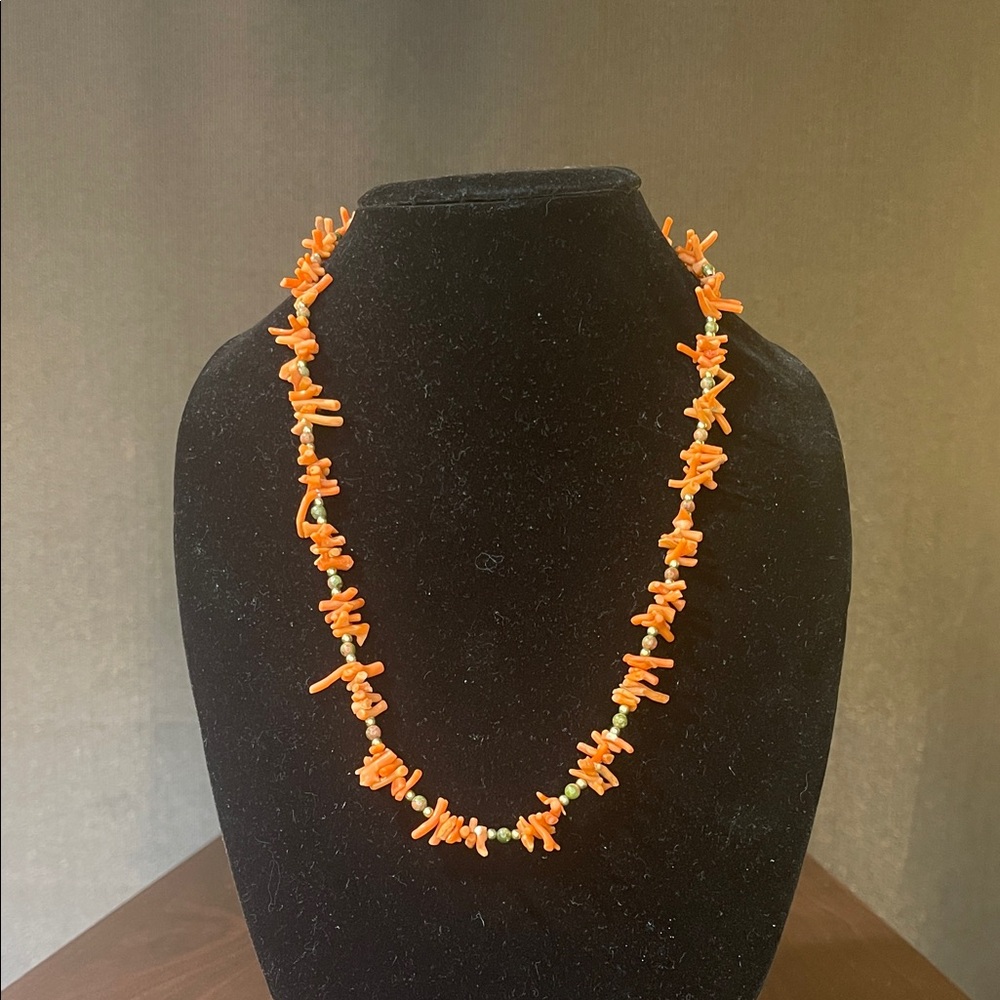 Antique Branch Coral Set in 14kt Necklace